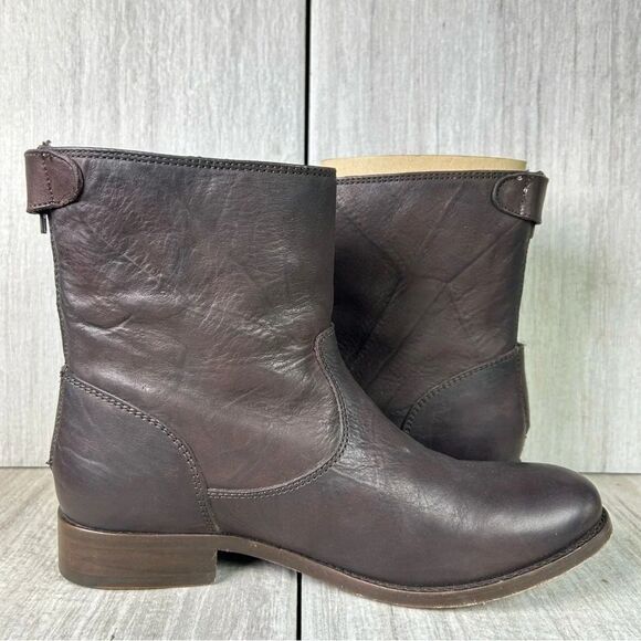 Frye Melissa Button Zip Up Short Ankle Bootie Brown Leather Shoe Womens Size 6 B - Picture 3 of 11